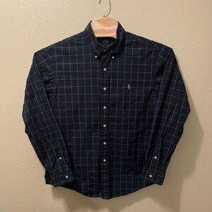 Men’s XL Ralph Lauren Golf Black Blue Plaid Long Sleeve Button Down Shirt